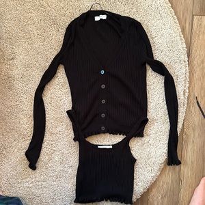 Mango ribbed knit set. Cardigan and crop top